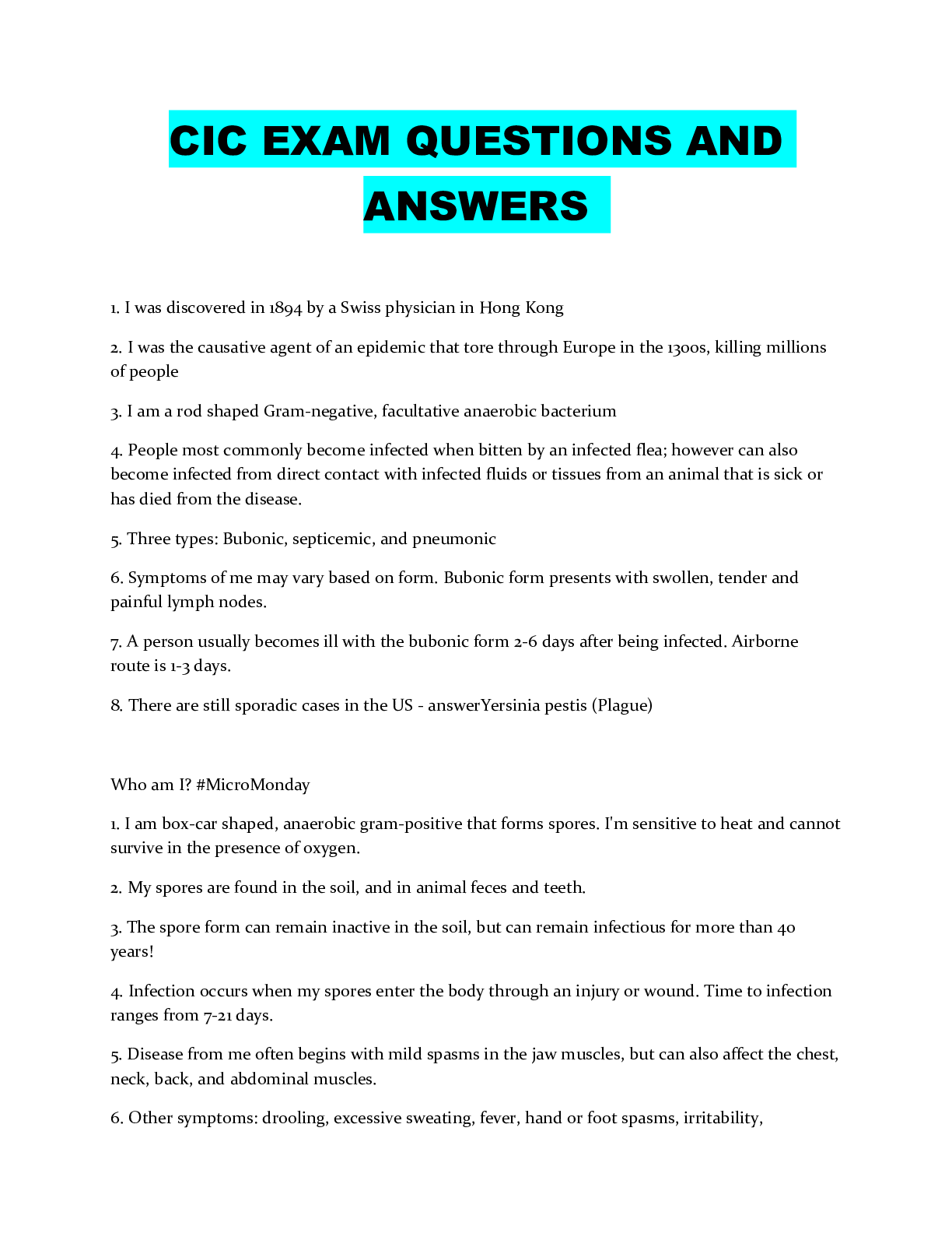 CIC EXAM QUESTIONS AND ANSWERS Browsegrades